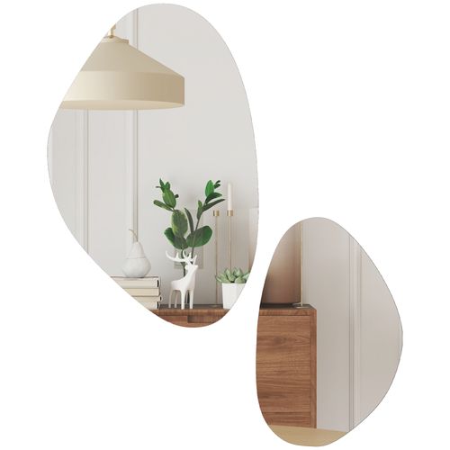 Lot de 2 miroirs organiques à suspendre L.46 x H.70 cm et L.31 x H.49 cm cadre métal noir