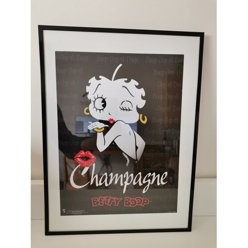 Cadre avec affiche verticale Betty Boop Champagne 40 cm sur 30 cm sur 1.5 cm