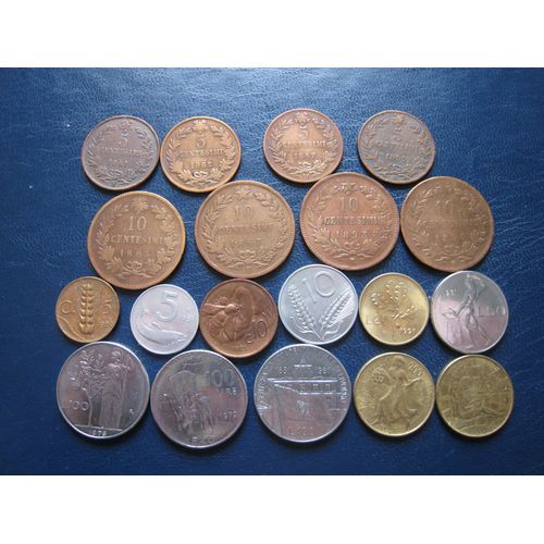 Monnaies Italie Lot De 19 Pièces Anciennes Différentes De 1861 À 1991
