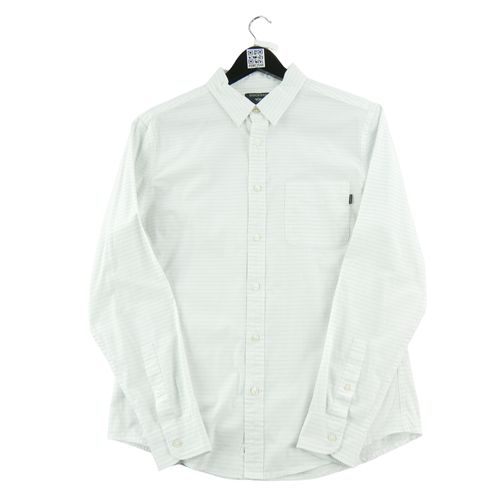 Reconditionné - Chemise Classiques Homme Manches Longues Blanc Vintage - Motif À Rayures - Taille L - Homme - Blanc