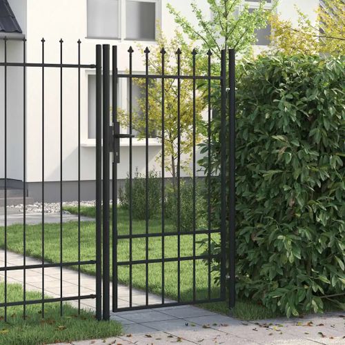 Prolenta Premium - Portillon Simple Porte Avec Dessus À Pointe Acier 1x1,75 M Noir
