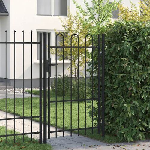 Prolenta Premium - Portillon Simple Porte Avec Dessus Arqué Acier 1x1,5 M Noir