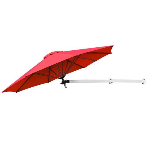 Parasol Mural 250 X 184 Cm Ajustable Et Inclinable Résistant Aux Intempéries Style Moderne En Aluminium Rouge Helloshop26 20_0013021