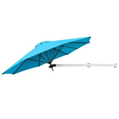 Parasol Mural 250 X 184 Cm Réglable Incliné Avec Évent Design Moderne En Aluminium Bleu Helloshop26 20_0013019
