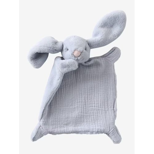 Doudou lapin bleu Vertbaudet bi matière jouet bébé soft toy baby blue bunny