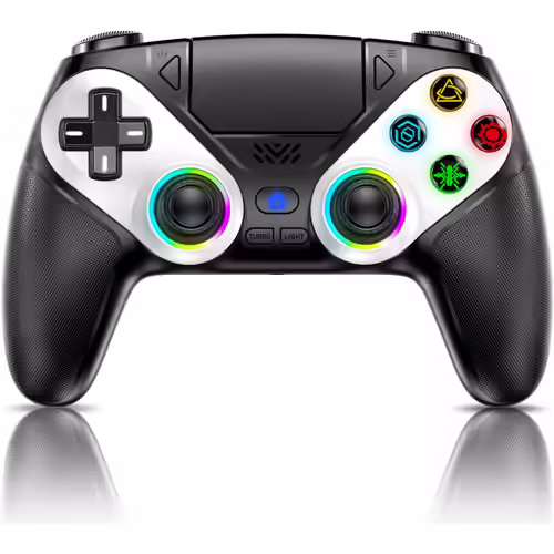 Manette sans fil RGB pour PS5 Pro/Slim/PC, palettes arrière et haut-parleur, mouvement sur 6 axes, double vibration, pavé tactile Turbo/Marco, prise audio 3,5 mm