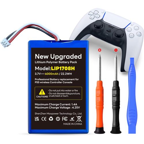 Batterie de manette PS5, 6000 mAh, batterie PS5, batterie Li-Ion de remplacement pour manette sans fil PS5 Playstation 5 DualSense