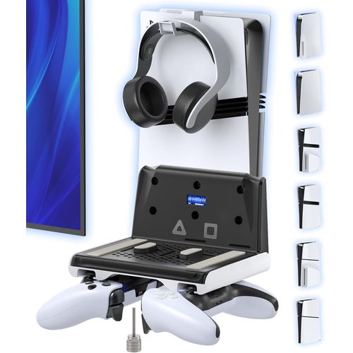 Support Mural PS5 pour Console PlayStation 5 Original/Slim/Pro, Support PS 5 Vertical et Accessoires avec Support Casque, Rangement Espacé-Économique et Organisation Salle de Jeu