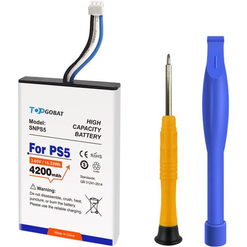 Batterie de rechange pour manette PS5, 4200 mAh, haute capacité, compatible avec manette Playstation 5 CFI-ZCT1W, CFI-ZCT1B, CFI-ZCT1U, avec outil de réparation