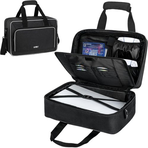 Sac PS5 Transport,Étui de transport compatible pour PS5/PS5 Pro,Sac pour Playstation 5 Disk,Digital Edition à Bandoulière,Compatible avec la Console PS5,Manette,Casque de Jeu,Disque Accessoires,Noir