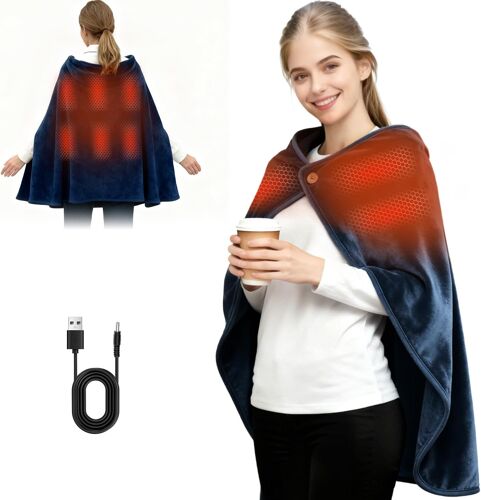 Couverture Chauffante Usb, 100 X 70 cm Plaid Chauffant, Couverture Chauffante éLectrique, Plaid Chauffant éLectrique Lavable en Machine, Electric Blanket pour La Maison, Le Bureau Et Le Camping