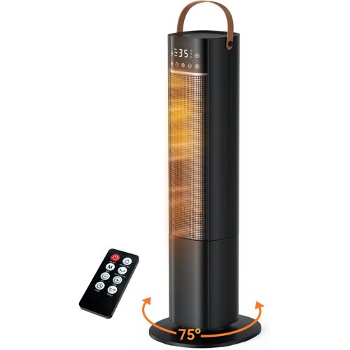 Chauffage d'Appoint, 2000W PTC Chauffage Electrique, Oscillant à 75°, 3 Modes, Minuterie 24H, Télécommande, Protection contre Basculement/Surchauffe, Radiateur Soufflant pour Chambre, Salon, Bureau