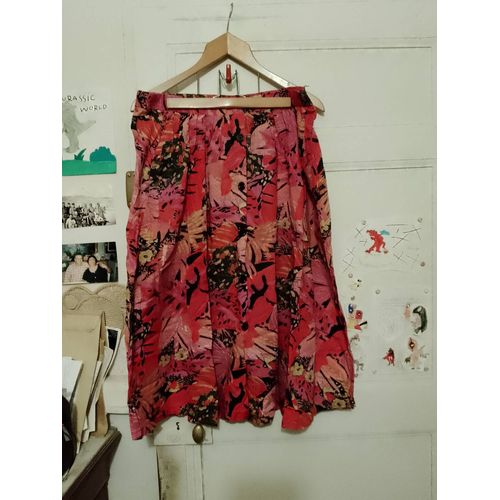 Ensemble Jupe Mi Longue+Top Coloré 44 Xxl Vintage Années 80 Made In Ecuador.