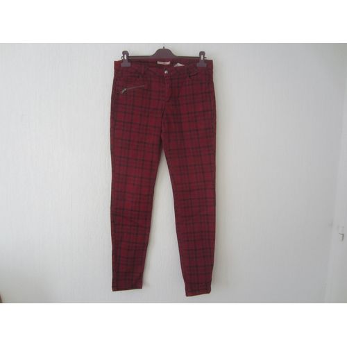 Jean Rouge À Carreaux T 40 Camaïeu