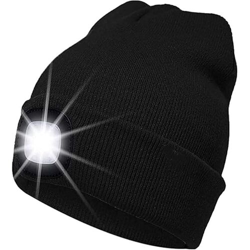 Led Lumineux Bonnet Chapeau - Aqsacokiya - Usb Rechargeable 4 Led Chapeau De Course Lampe Frontale - Noir