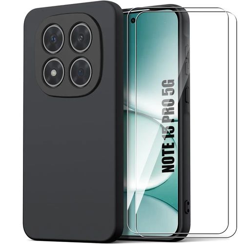 Coque + 2 Verres Trempés pour Xiaomi Redmi Note 15 Pro 5G, Silicone Fine Léger Antichoc - Noir - E.F.Connection