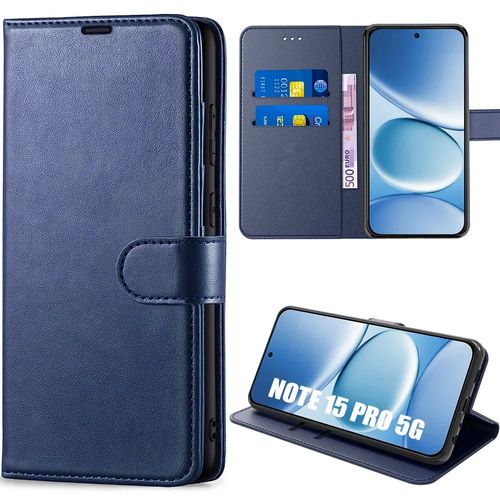 Coque pour Xiaomi Redmi Note 15 Pro 5G, Protection Anti-Rayures Antichoc Synthécuir Bleu Marine - E.F.Connection