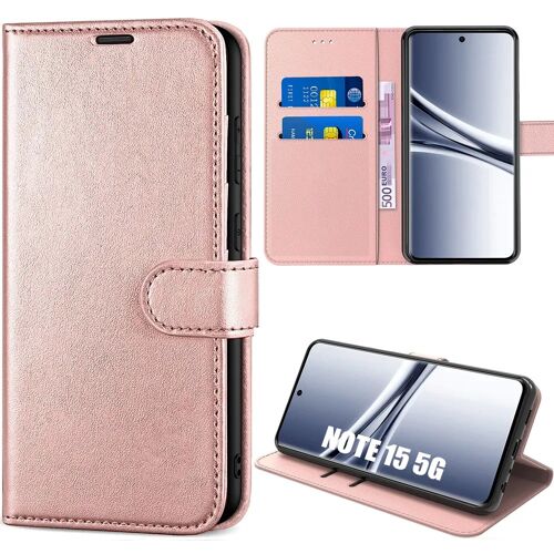 Coque pour Xiaomi Redmi Note 15 5G/4G, Protection Anti-Rayures Antichoc Synthécuir Rose - E.F.Connection