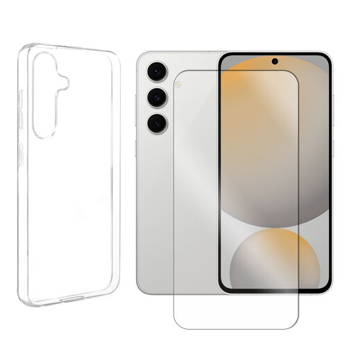 Verre trempé + Coque de protection transparente souple silicone Compatible pour Samsung Galaxy S24 FE 5G SM-S721B 6.7"" - Visiodirect -