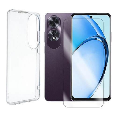 Verre trempé + Coque de protection transparente souple silicone Compatible pour Oppo A60 4G CPH2631 6.67"" - Visiodirect -