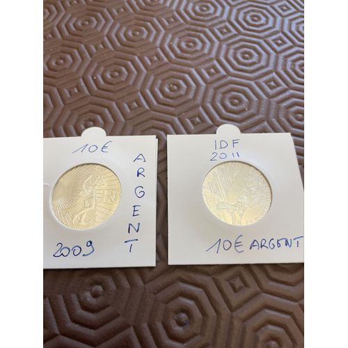 Lot De 2 Pièces De 10€ Argent Semeuse 2009 Et Île De France 2011