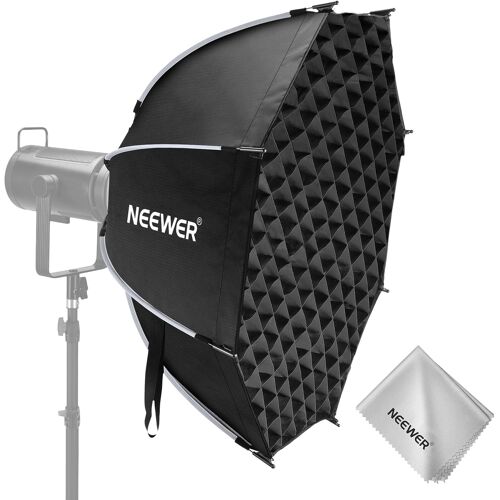 NEEWER 35,4'' Boîte à lumière parabolique octogonale,Monture Bowens,Compatible avec Aputure 120d et Godox SL60w Q4 AS600B CB300B Q300.Accessoires Inclus:diffuseurs,Grille,Sac&Chiffon Nettoyage(NS92P)