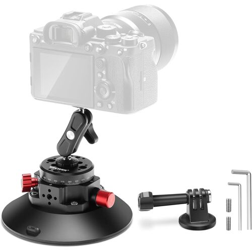 NEEWER Support à Ventouse 6""+Bras Magique avec Rotule,Trous ARRI 1/4""3/8"",Lot de 2 Supports de Voiture en Métal pour Caméra/Caméra d'Action/Téléphone,Pompe à Air Aspirateur sur Voiture ou Vitre,CA013