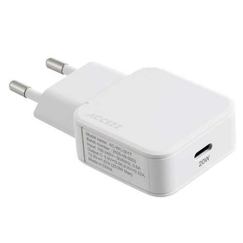 Accezz Chargeur GaN Ultra Slim USB-C 20 W Blanc