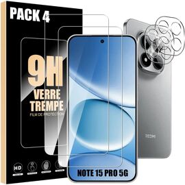 2 Verres Trempés + 2 Vitres Caméra pour Xiaomi Redmi Note 15 Pro 5G, Protection Anti-Rayures - E.F.Connection