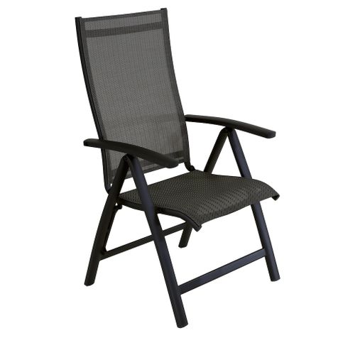 Fauteuil Multiposition - Elegance - Aluminium - Toile Tpep Graphite/Chevron - Pliant