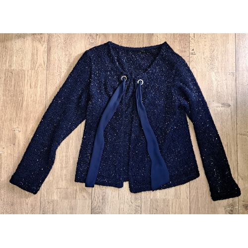 Veste Bleu Polaire À Paillettes Hyper Doux Femme Gilet Chaud Noué Ruban Xs 34 - 36 - Peu Porté - Envoi Très Rapide Et Soigne.