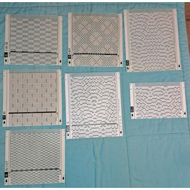 Lot De 7 Cartes Perforées Pour Machine À Tricoter Passap Électronique Automatique Brother Silver Reed Toyota Singer Phildar Déco Feuille Poinçonné Motifs Divers