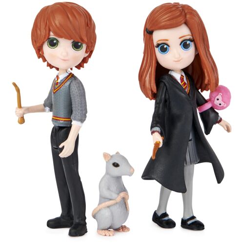 Wizarding World HARRY POTTER - PACK AMITIÉ MAGICAL MINIS RON & GINNY - Coffret Amitié 2 Figurines Poupées Articulées Ron et Ginny 8 cm Avec Accessoires - 6061834 - Jouet Enfant 5 ans et +