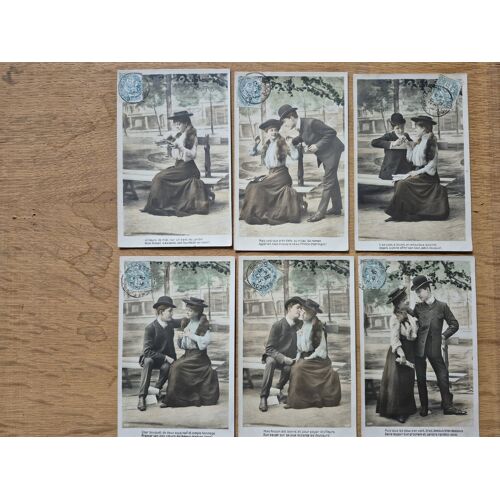 Cpa Lot De Six Cartes Postales Fantaisie Anciennes Le Roman De Mimi Pinson