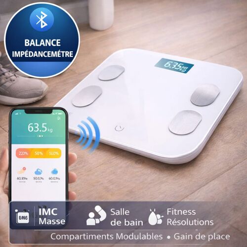 Balance Impédancemètre Bluetooth – Pèse Personne Connecté – Imc Masse Graisse Muscle Eau – Fitness Résolutions Janvier 2026
