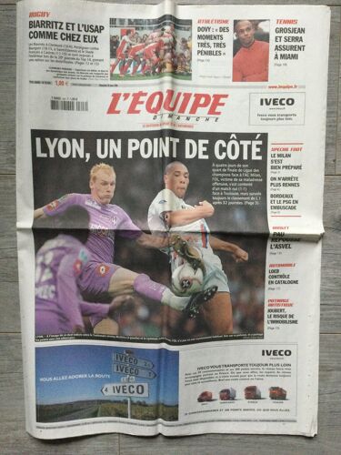 L'equipe N° 18900 Du 26 Mars 2006 : Lyon, Un Point De Cote Match Nul Face À Toulouse Mais Survole Toujours Le Classement De L1