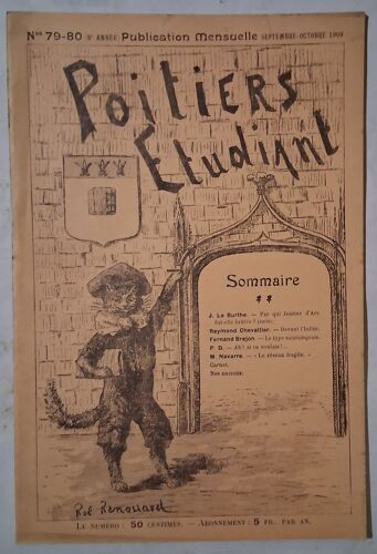 Poitiers Etudiant N° 79-80 - (8e Année) - Septembre-Octobre 1909