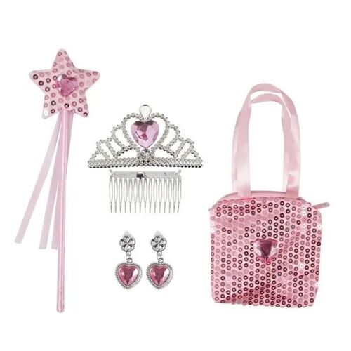 Set D'accessoires - Ptit Clown - Re80221 - Rose - Baguette - Diadème - Boucles D'oreille