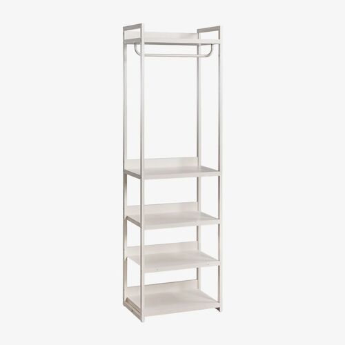 Armoire ouverte avec étagères en fer Velunis Blanc Gardenia