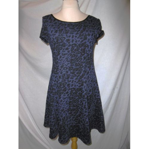 New Look Robe Imprimé Panthère Noir Et Bleu T 36