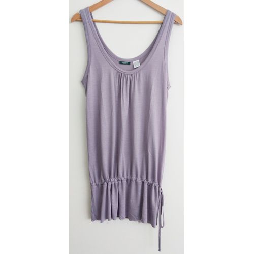 Tunique Mauve À Fronces. Lien À Nouer. Fronces. Sans Manche. Débardeur. T Shirt Long. La Redoute Création. Viscose. Taille 42