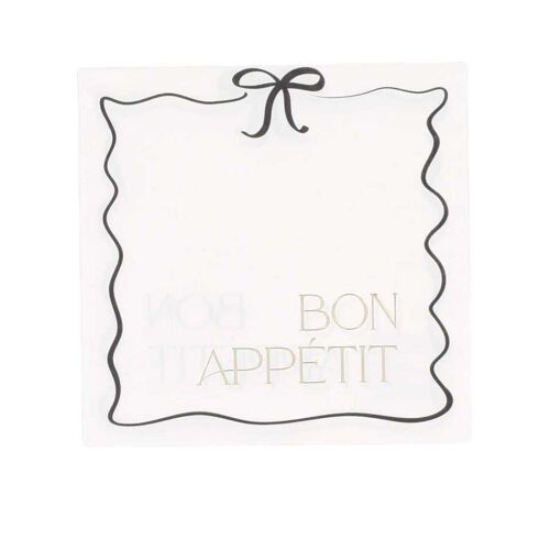 16 SERVIETTES PAPIER BLACK WHITE BON APPÉTIT 33CM