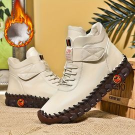 Chaussures Femmes Transfrontalières, Chaussures Montantes Doublées Chaudes, Chaussures Maman Cousues À La Main Pour L'hiver, Chaussures Plates À Semelle Souple