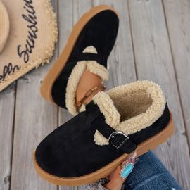 Bottines D'hiver Confortables Pour Femmes - Doublure En Peluche, Sangle À Boucle, Semelle Épaisse En Caoutchouc, Chaussures Plates-Formes Marron Décontractées, Chaussures D'hiver | Bottines - 41