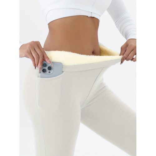 Leggings À Taille Haute Pour Femmes Doublés De Polaire Avec Poches - Confortables, Extensibles, Chauds, Multicolores, Parfaits Pour L'automne Et L'hiver, Leggings À Taille Haute