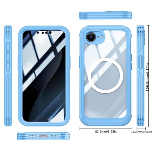 étui de téléphone : Tout Neuf Sport Extérieur Simple Portable Ultra-Mince Transparent PC Dur + Film de en Verre Trempé Durable Antichoc Antipoussière étui Magnétique Sans Fil pour iPhone 16E