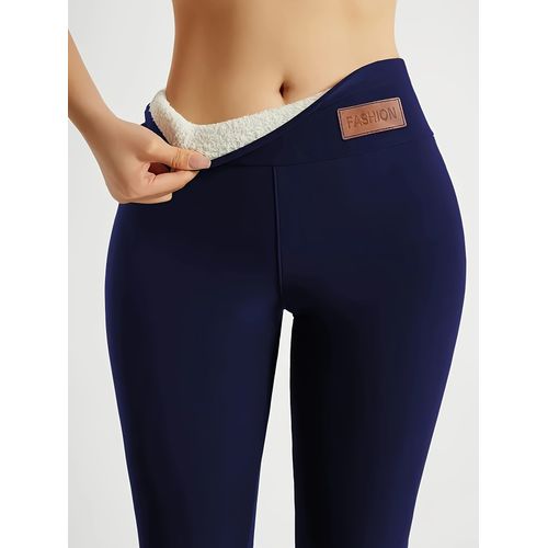 Collants De Sport Fitness Chauds Et Doublés En Polaire, Pantalons Longs Taille Haute