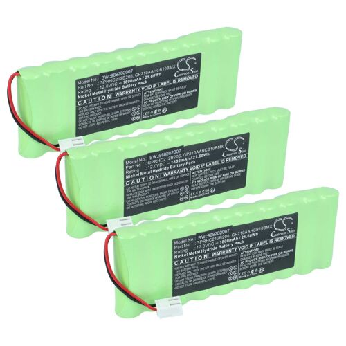 vhbw 3x Batterie compatible avec Roto ZRO RT2 SF G2, ZRO RT SF motorisation de volet, porte, portail (1800mAh, 12V, NiMH)