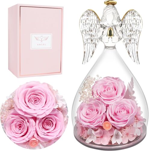 Rose Eternelle Ange Cadeau Maman Noel, Rose Éternelle Cadeau Anniversaire Femme, Fleur Eternelle Cadeaux Noël Femme Maman Mamie Belle Mere Saint Valentin Anniversaire Fete des Meres