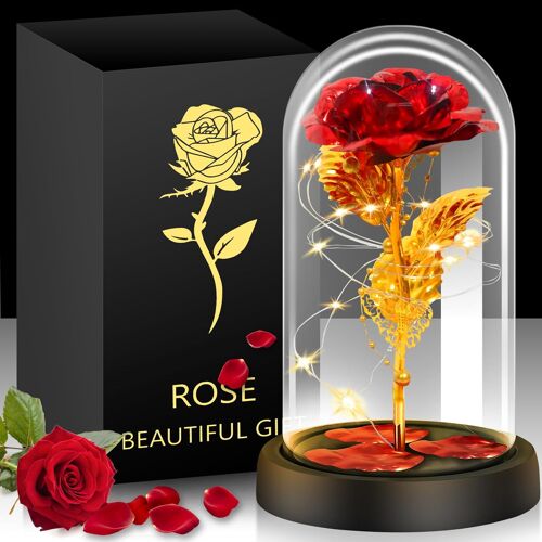 Rose éternelle La Belle la Bête - Rose éternelle - Cadeau de fête des mères - Rose éternelle dans un verre - Cadeau pour maman - Cadeau pour la fête des mères, la Saint-Valentin, un anniversaire de